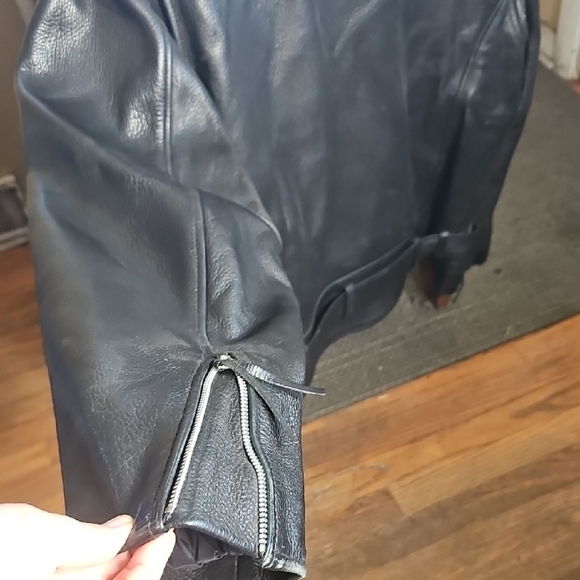 Wilson Black Leather Men's Motorcycle Jacket - Picture 10 of 11